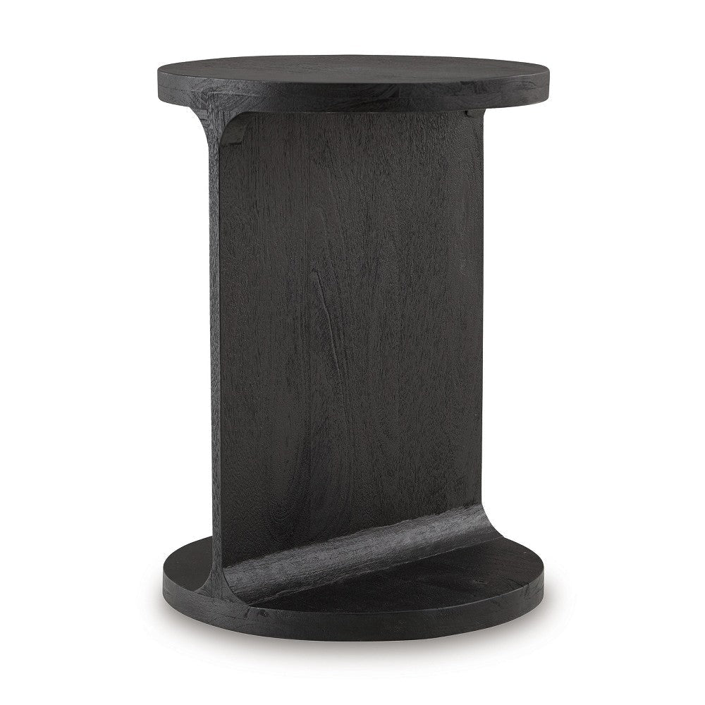 Ashley Accent Table | I Shaped Mango Wood Body | Sandblasted Black 16"