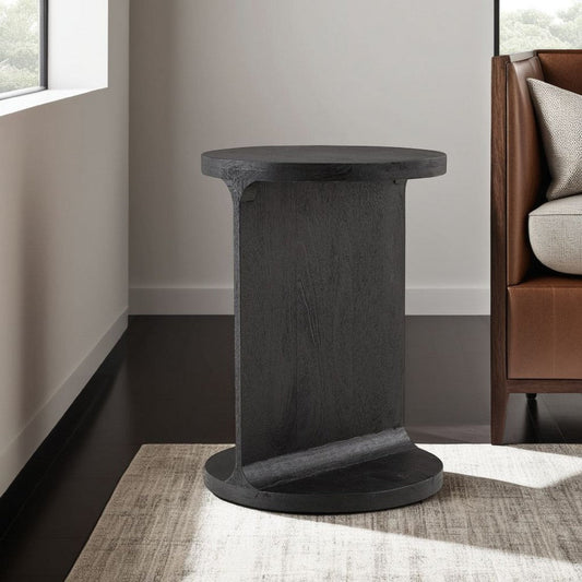 Ashley Accent Table | I Shaped Mango Wood Body | Sandblasted Black 16"