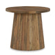 Ashley Ceil Accent Table | Round Fluted Walnut Brown Solid Wood Base | 20"