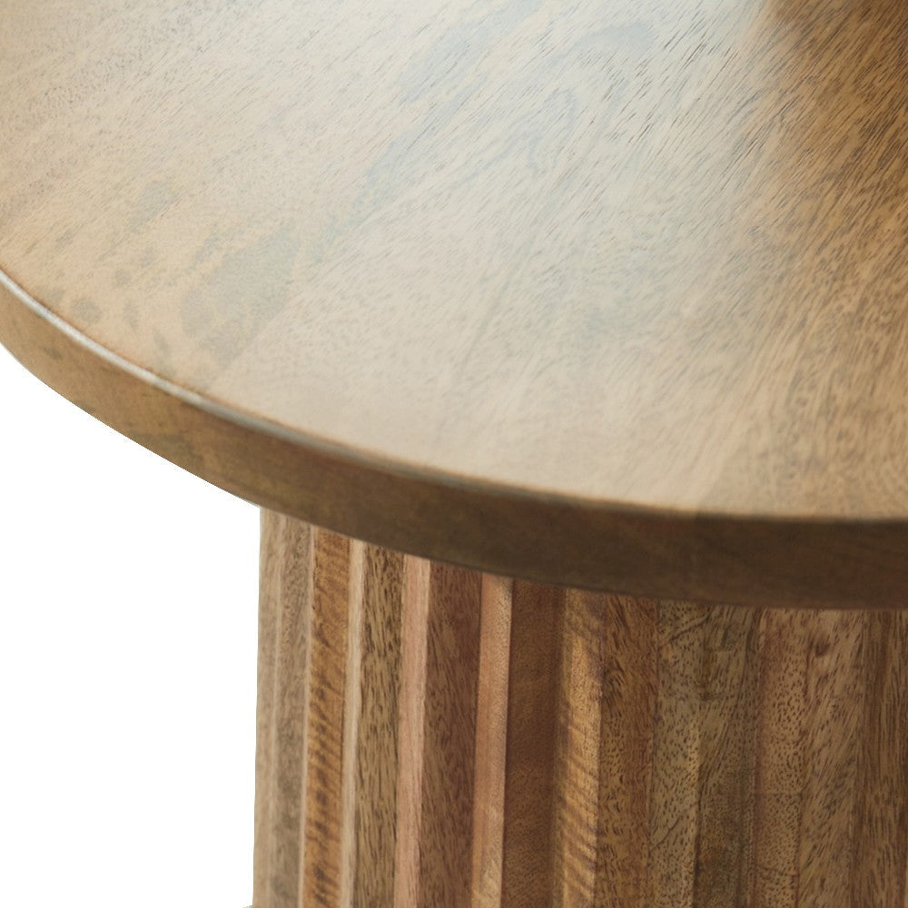 Ashley Ceil Accent Table | Round Fluted Walnut Brown Solid Wood Base | 20’’ BM327885