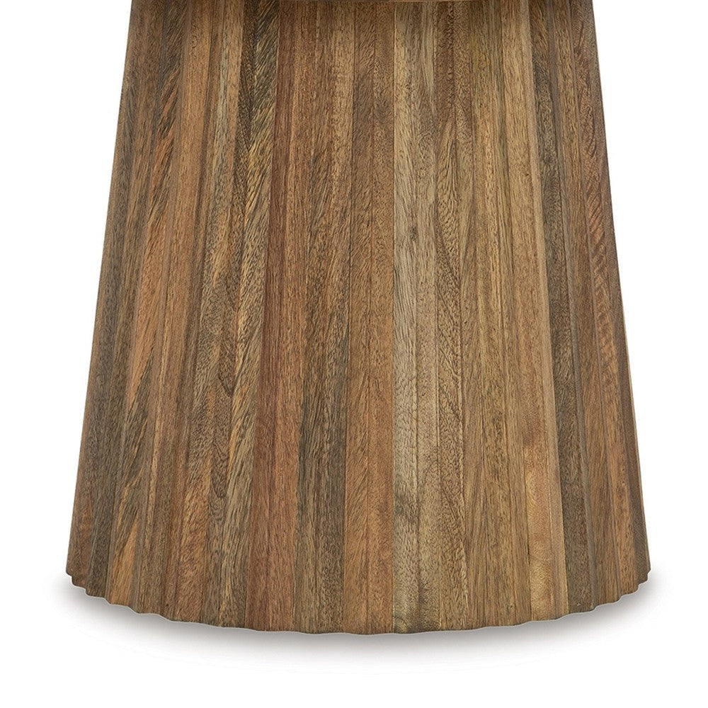 Ashley Ceil Accent Table | Round Fluted Walnut Brown Solid Wood Base | 20’’ BM327885