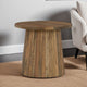 Ashley Ceil Accent Table | Round Fluted Walnut Brown Solid Wood Base | 20"