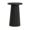 Ashley Ceil Accent Table | Round Fluted Classic Black Solid Wood Base | 14"