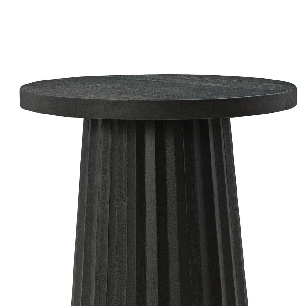 Ashley Ceil Accent Table | Round Fluted Classic Black Solid Wood Base | 14’’ BM327886