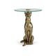 Ashley Accent Table | Gold Cast Metal Leopard Design | 18’’ Glass Round Top BM327888