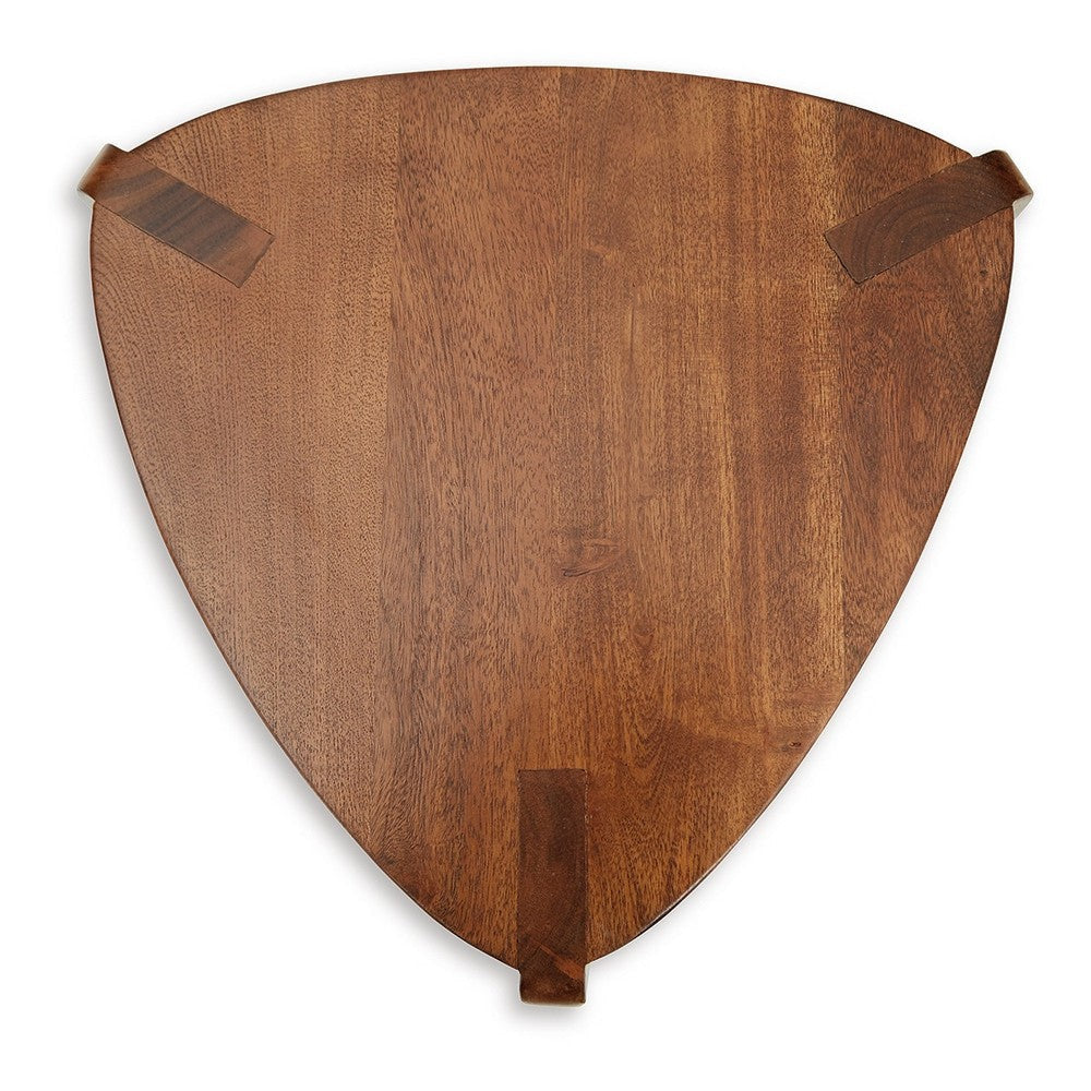 Ashley Nesting Accent Table Set of 2 | Brown Solid Mango Wood Triangular Tops BM327889