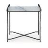 Ashley Accent Table | 22’’ White Marble Top | Industrial Black Metal Legs BM327890