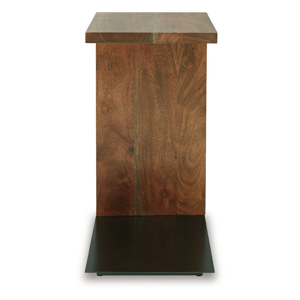 Ashley Accent Table | Solid Wood C Shape Design | 18’’ | Dark Brown BM327893