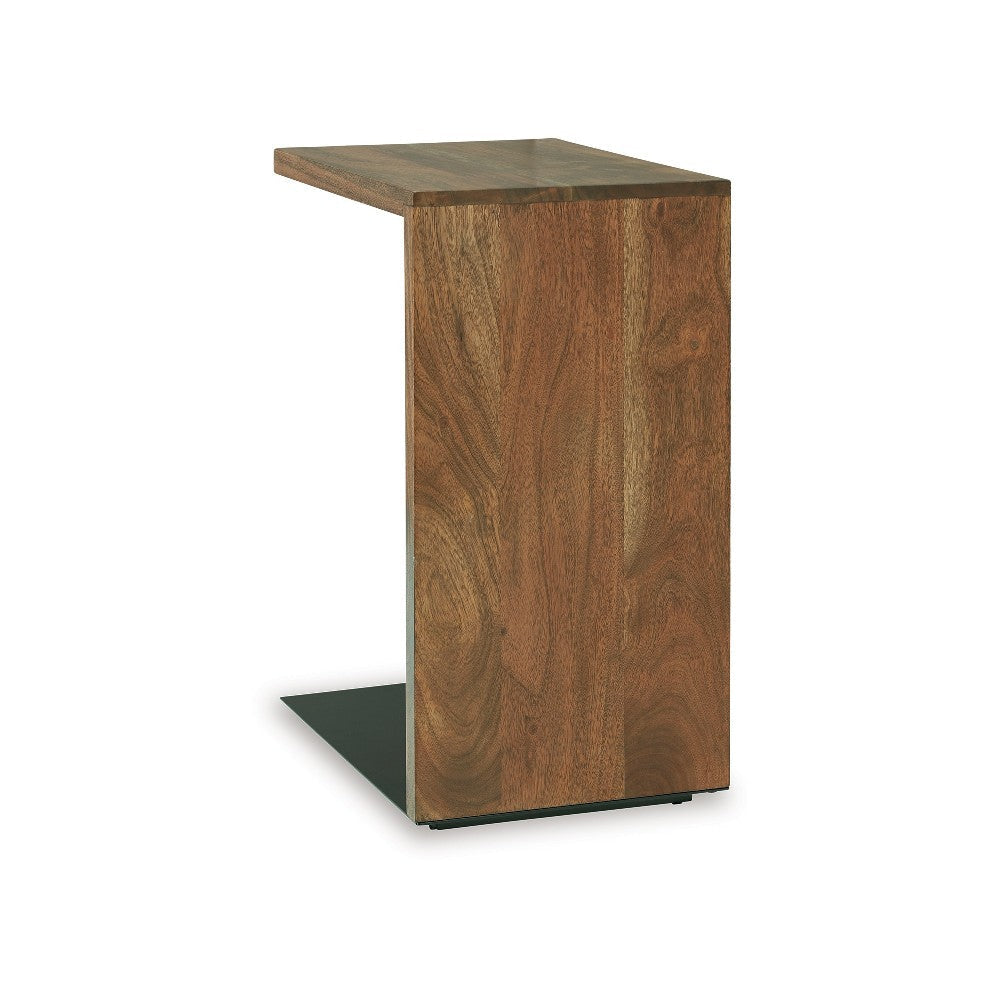 Ashley Accent Table | Solid Wood C Shape Design | 18’’ | Dark Brown BM327893