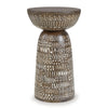 Ashley Accent Table | Faux Wood Classical Tribal Carved Design | Brown 14’’ BM327895