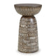 Ashley Accent Table | Faux Wood Classical Tribal Carved Design | Brown 14’’ BM327895