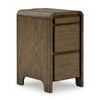 Ashley Accent Table | USB Charging Ports | 17" Warm Oak Brown Wood Veneer