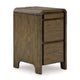 Ashley Accent Table | USB Charging Ports | 17" Warm Oak Brown Wood Veneer