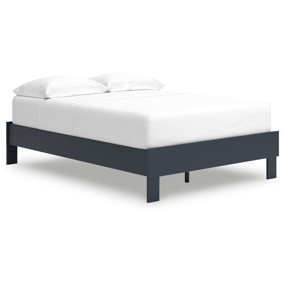 Ashley Cian Full Size Platform Bed | Shaker Style Design | Navy Blue Wood