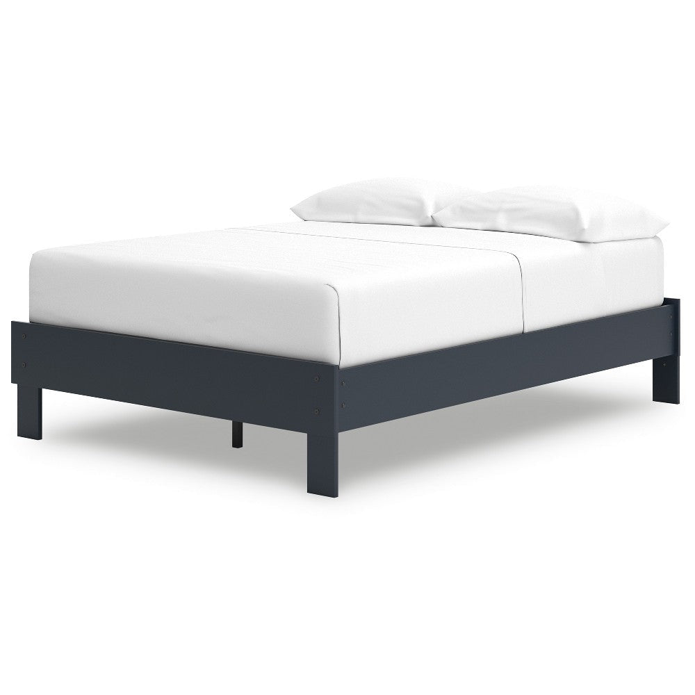 Ashley Cian Full Size Platform Bed | Shaker Style Design | Navy Blue Wood BM327903