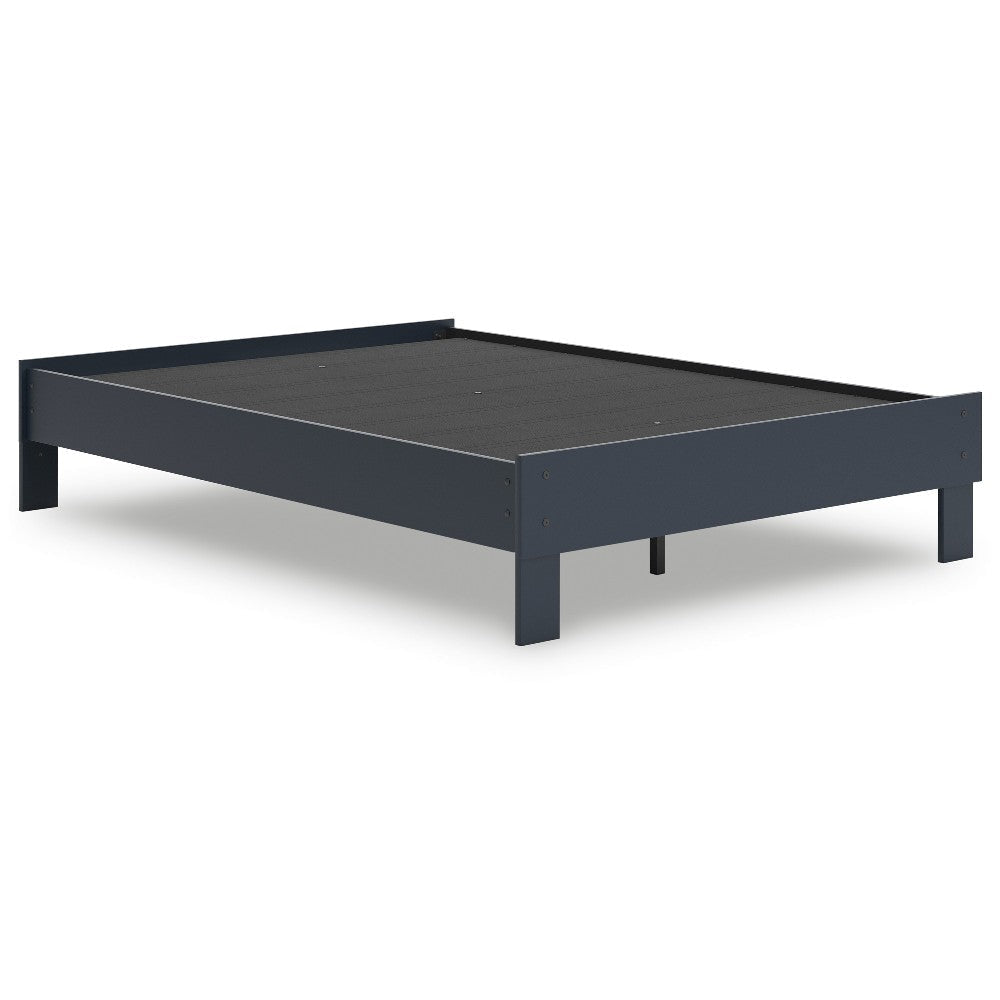 Ashley Cian Full Size Platform Bed | Shaker Style Design | Navy Blue Wood BM327903