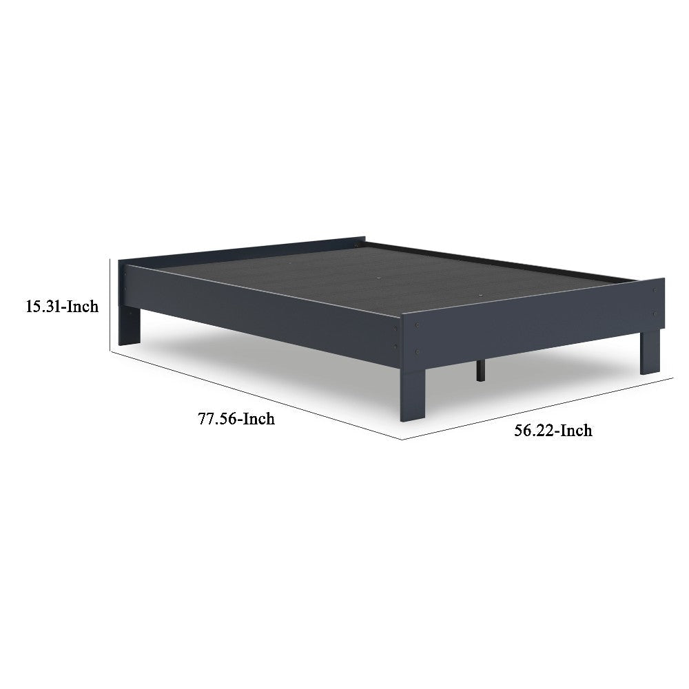 Ashley Cian Full Size Platform Bed | Shaker Style Design | Navy Blue Wood BM327903
