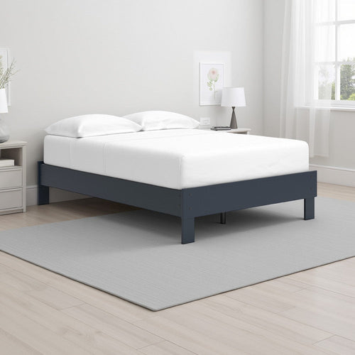 Ashley Cian Full Size Platform Bed | Shaker Style Design | Navy Blue Wood