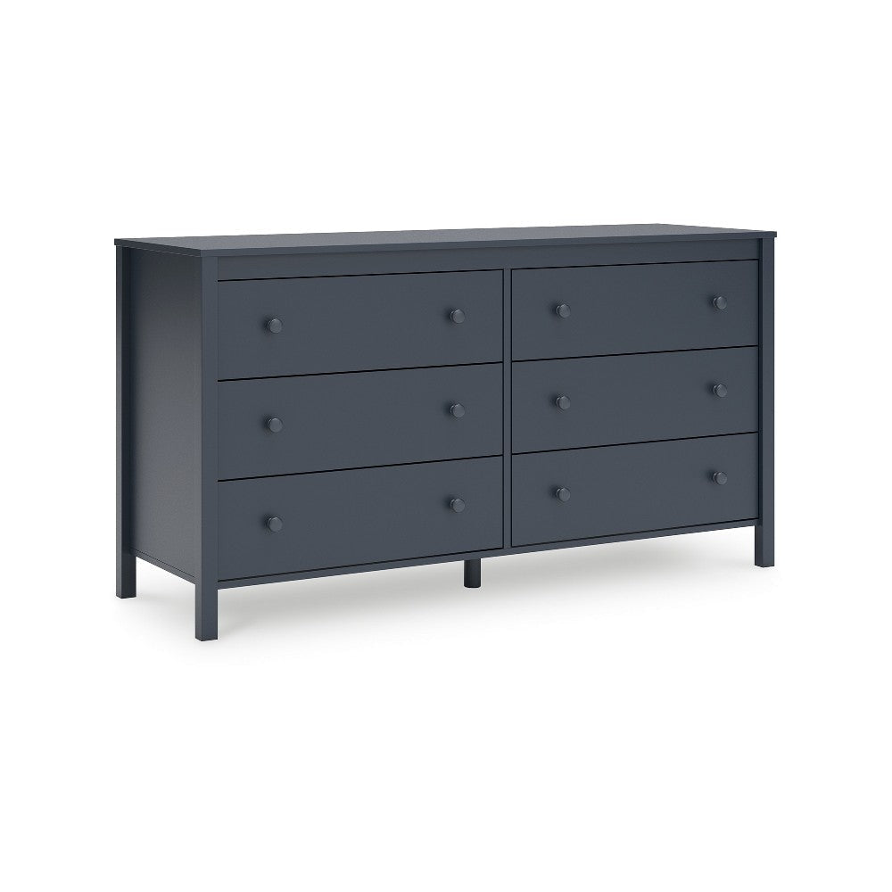 Ashley Cian Wide Dresser | 6 Drawers | Knob Handles | Navy Blue Wood | 61"