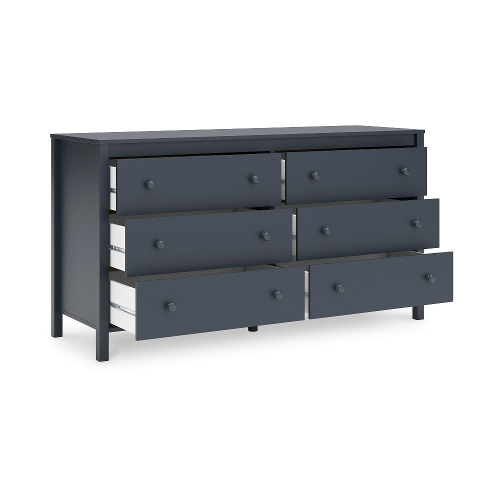 Ashley Cian Wide Dresser | 6 Drawers | Knob Handles | Navy Blue Wood | 61’’ BM327904