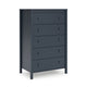 Cian Tall Dresser Chest | 5 Drawers | Knobs | Navy Blue Wood | 50’’ BM327905