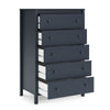 Cian Tall Dresser Chest | 5 Drawers | Knobs | Navy Blue Wood | 50’’ BM327905