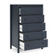 Cian Tall Dresser Chest | 5 Drawers | Knobs | Navy Blue Wood | 50’’ BM327905