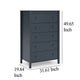 Cian Tall Dresser Chest | 5 Drawers | Knobs | Navy Blue Wood | 50’’ BM327905