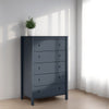 Cian Tall Dresser Chest | 5 Drawers | Knobs | Navy Blue Wood | 50"