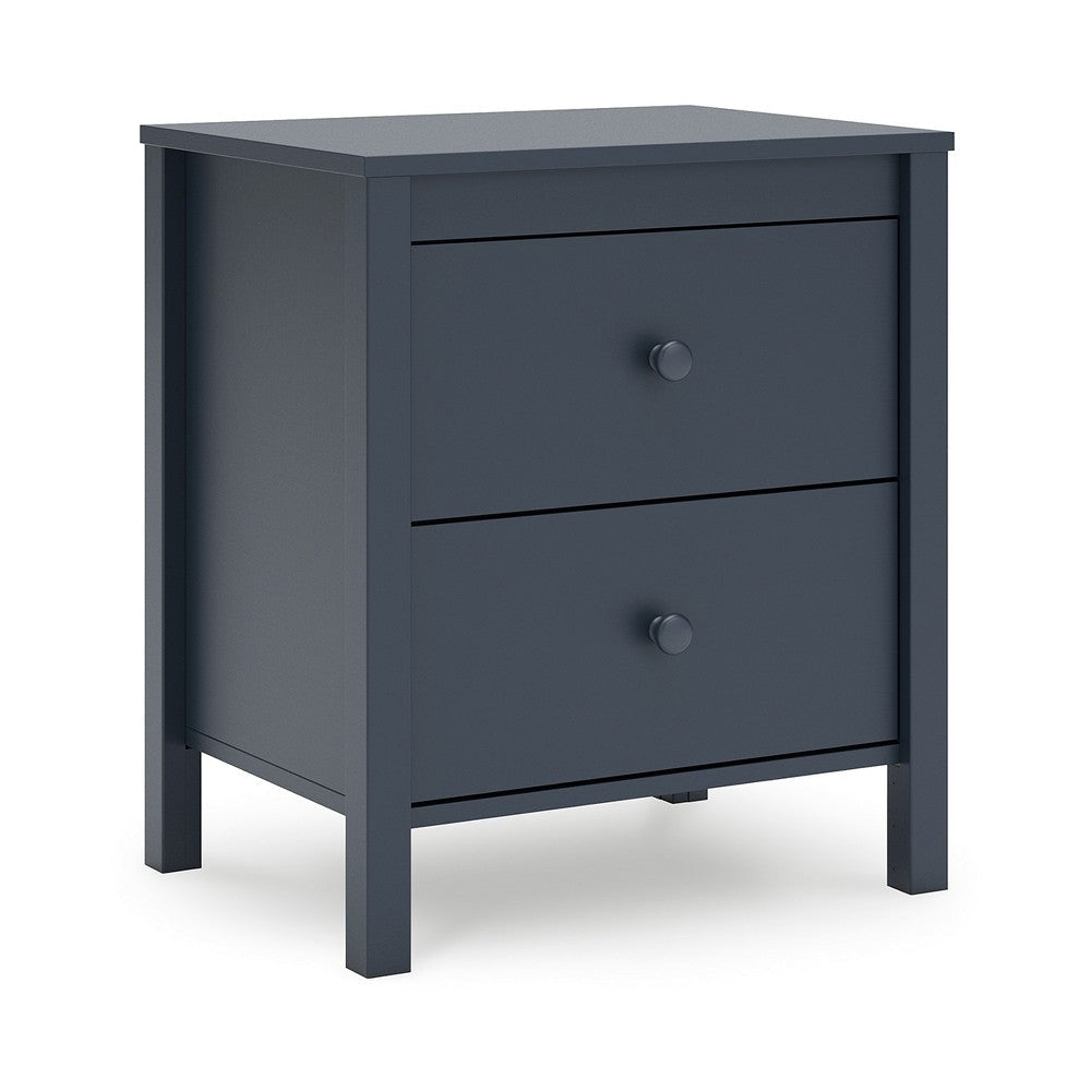 Ashley Cian Nightstand | 2 Drawers | Navy Blue Wood | Knob Handles | 24’’ BM327906
