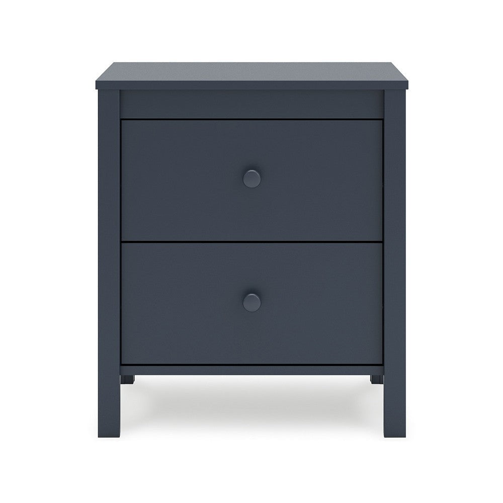 Ashley Cian Nightstand | 2 Drawers | Navy Blue Wood | Knob Handles | 24’’ BM327906