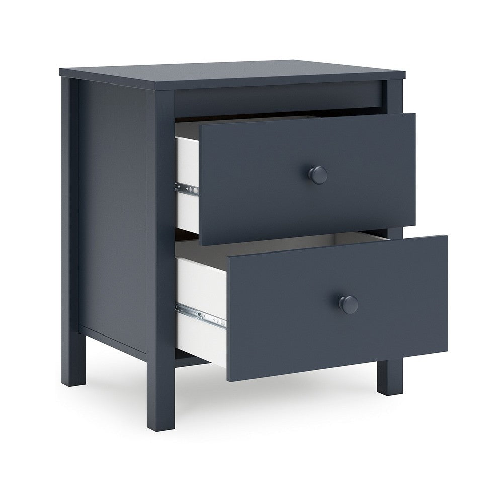 Ashley Cian Nightstand | 2 Drawers | Navy Blue Wood | Knob Handles | 24’’ BM327906