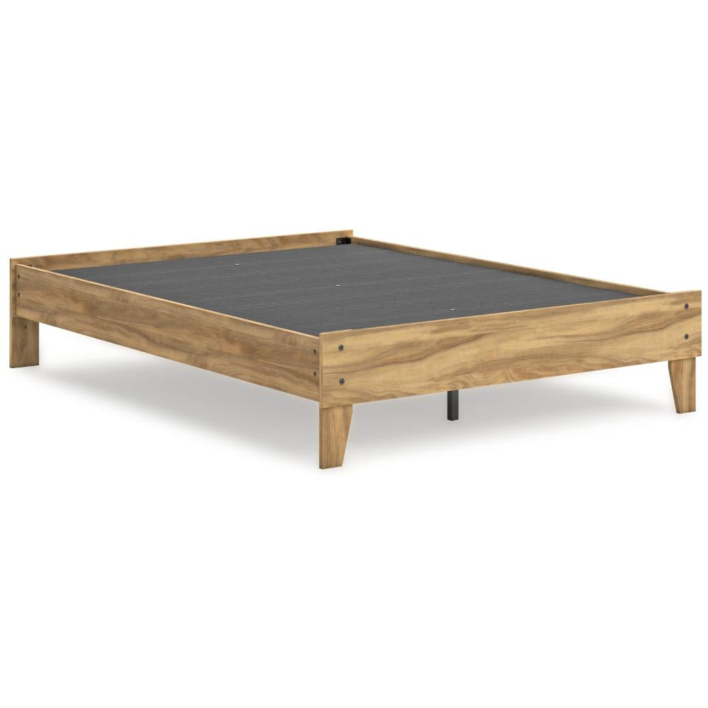 Ashley Maci Full Platform Bed | Natural Light Brown Wood | Low Profile Legs BM327907