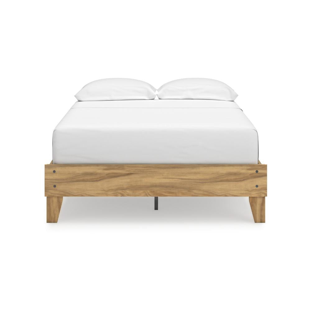 Ashley Maci Full Platform Bed | Natural Light Brown Wood | Low Profile Legs BM327907