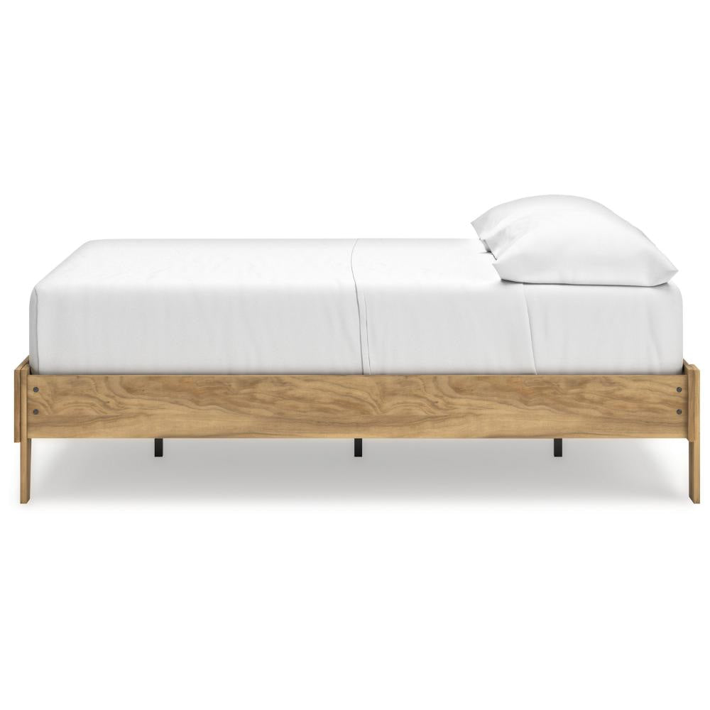 Ashley Maci Full Platform Bed | Natural Light Brown Wood | Low Profile Legs BM327907