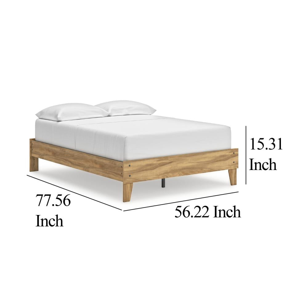 Ashley Maci Full Platform Bed | Natural Light Brown Wood | Low Profile Legs BM327907