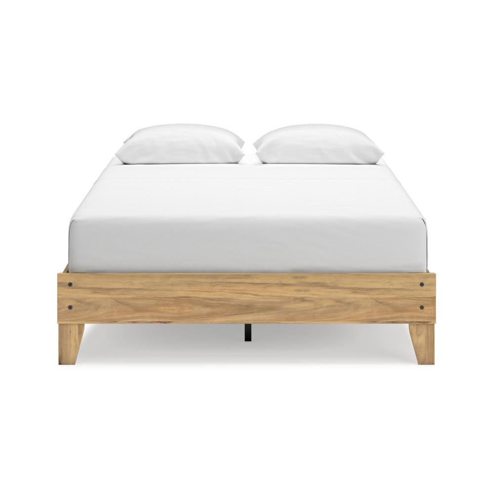 Ashley Maci Queen Platform Bed | Natural Light Brown Wood | Low Profile Legs BM327908