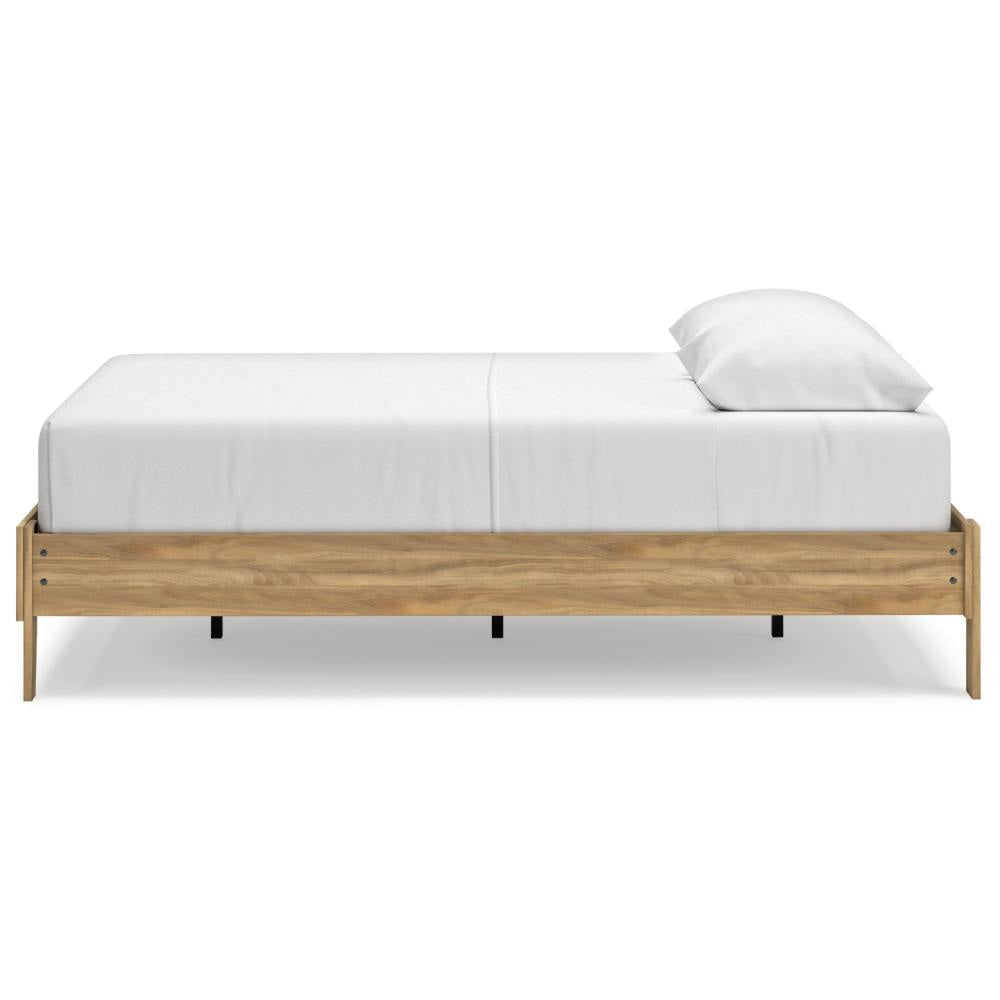 Ashley Maci Queen Platform Bed | Natural Light Brown Wood | Low Profile Legs BM327908