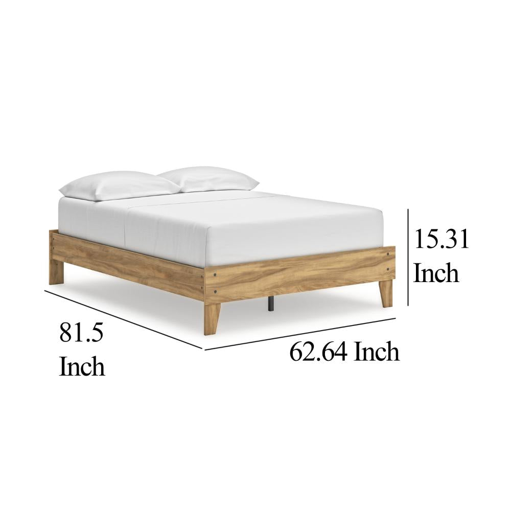 Ashley Maci Queen Platform Bed | Natural Light Brown Wood | Low Profile Legs BM327908