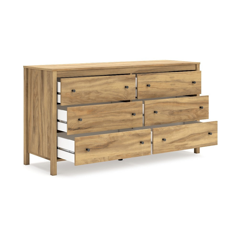 Ashley Maci Wide Dresser | 6 Drawers | Light Natural Brown Wood Finish | 61’’ BM327909