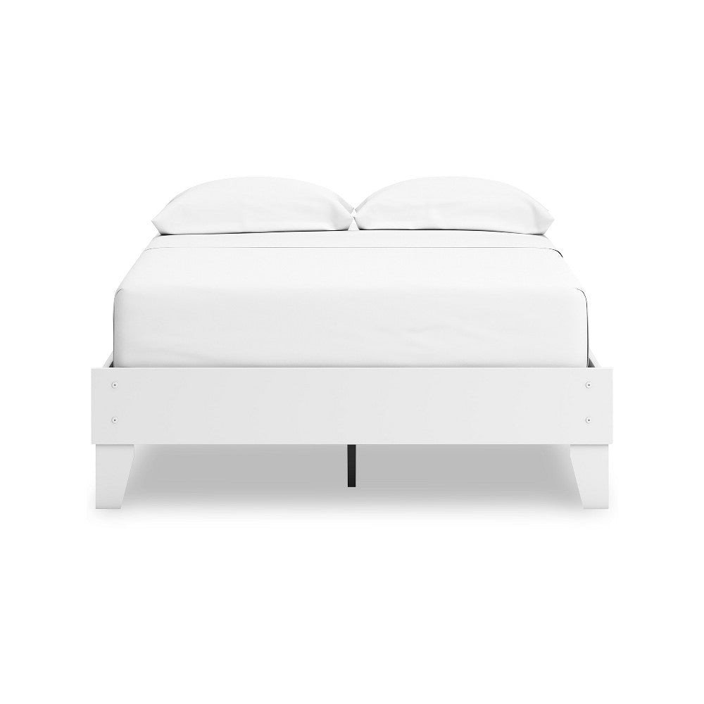 Ashley Kally Full Platform Bed | Matte White Wood | Low Profile Tapered Legs BM327913