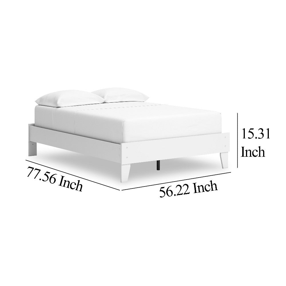 Ashley Kally Full Platform Bed | Matte White Wood | Low Profile Tapered Legs BM327913
