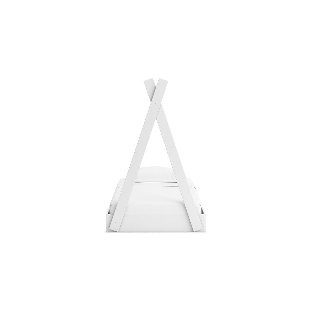Ashley Kally Twin Size Floor Bed | Tent Style Design | Matte White Wood BM327914