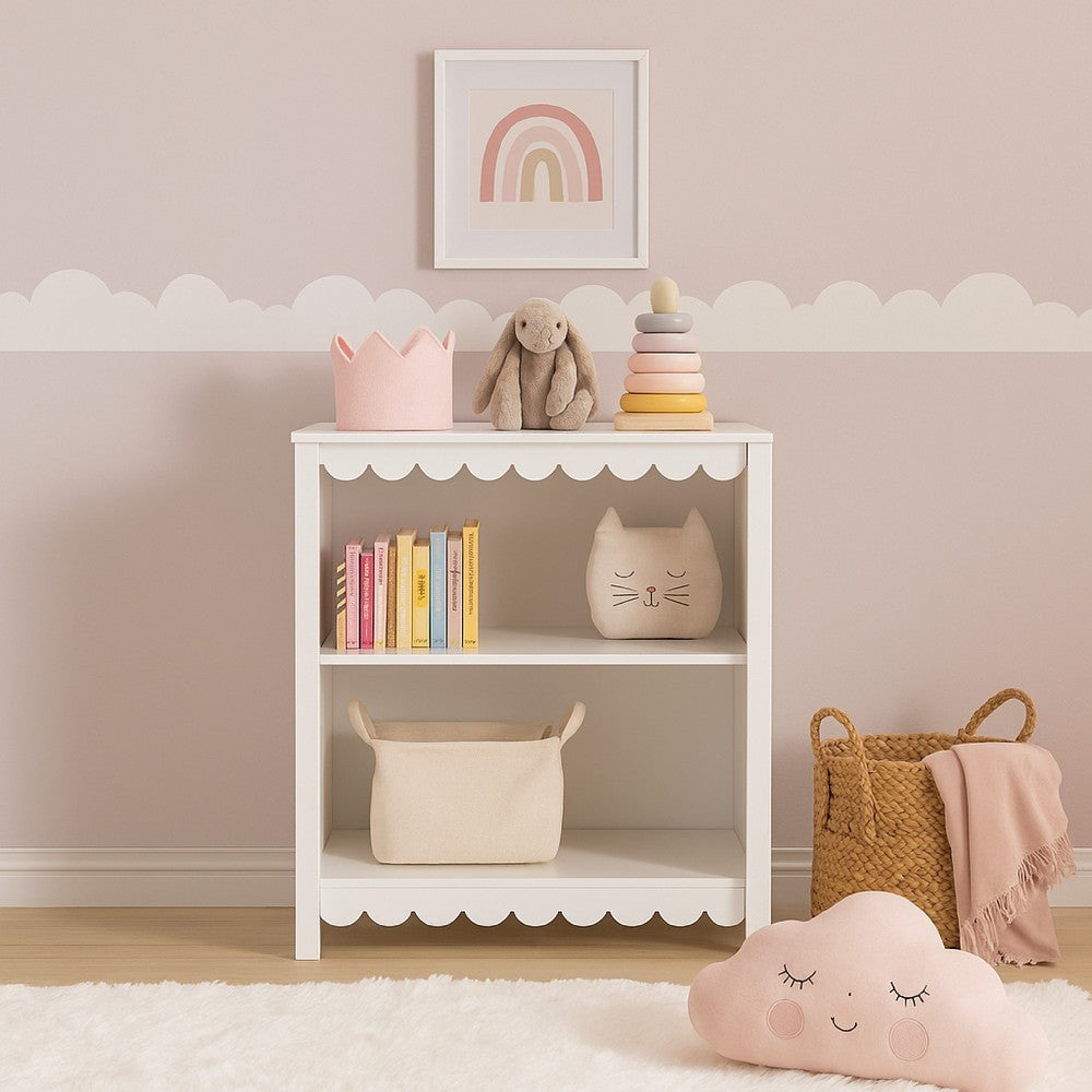 Ashley Kally Standing Bookcase | 3 Open Shelves | Matte White Wood | 41"