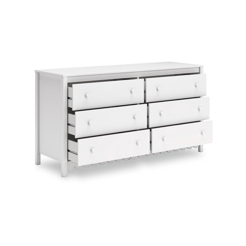 Ashley Kally Wide Dresser | 6 Drawers | Modern Matte White Wood Finish | 61’’ BM327917