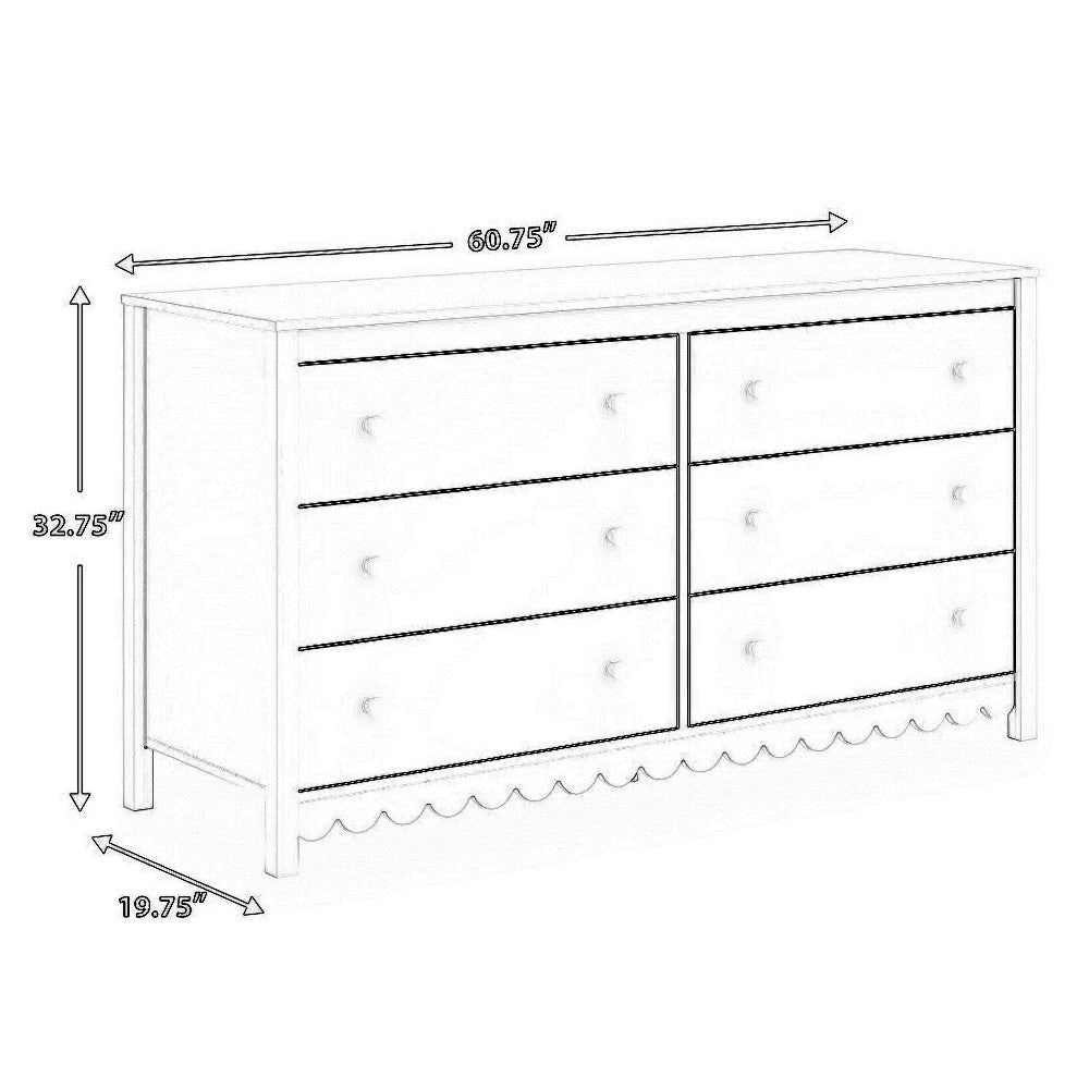 Ashley Kally Wide Dresser | 6 Drawers | Modern Matte White Wood Finish | 61’’ BM327917