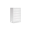 Ashley Kally Tall Dresser Chest | 5 Drawers | Modern Matte White Wood | 50"