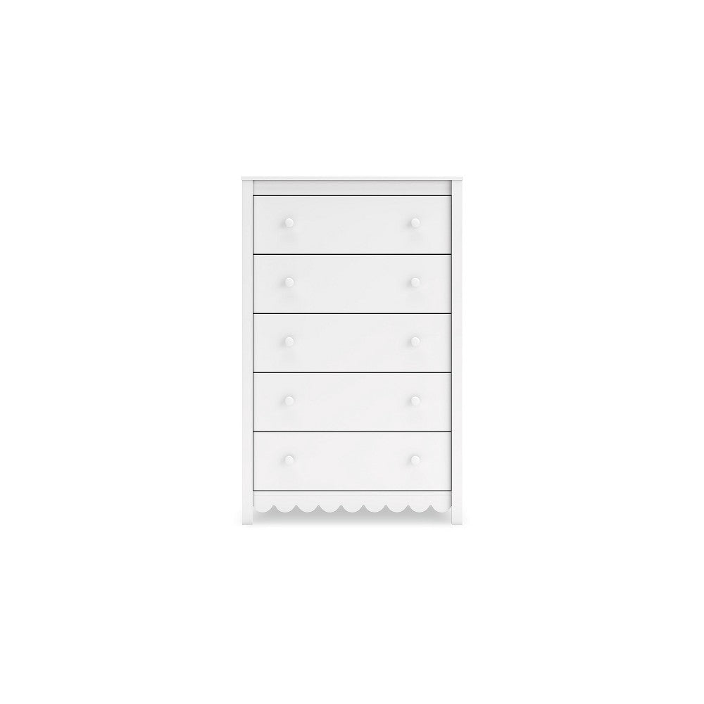 Ashley Kally Tall Dresser Chest | 5 Drawers | Modern Matte White Wood | 50’’ BM327918