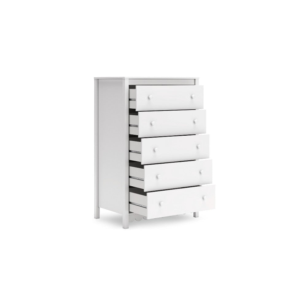 Ashley Kally Tall Dresser Chest | 5 Drawers | Modern Matte White Wood | 50’’ BM327918