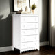 Ashley Kally Tall Dresser Chest | 5 Drawers | Modern Matte White Wood | 50"